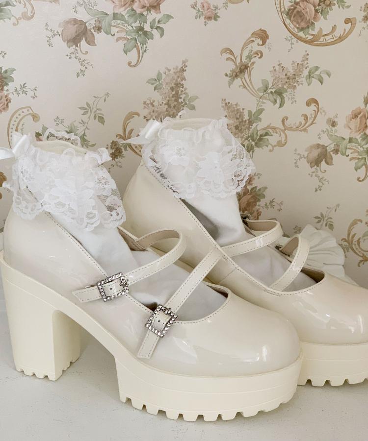 シーエス ティーアンドピー csT&P 厚底キラキラダブルストラップパンプス （アイボリー(204)） アイボリー(204)