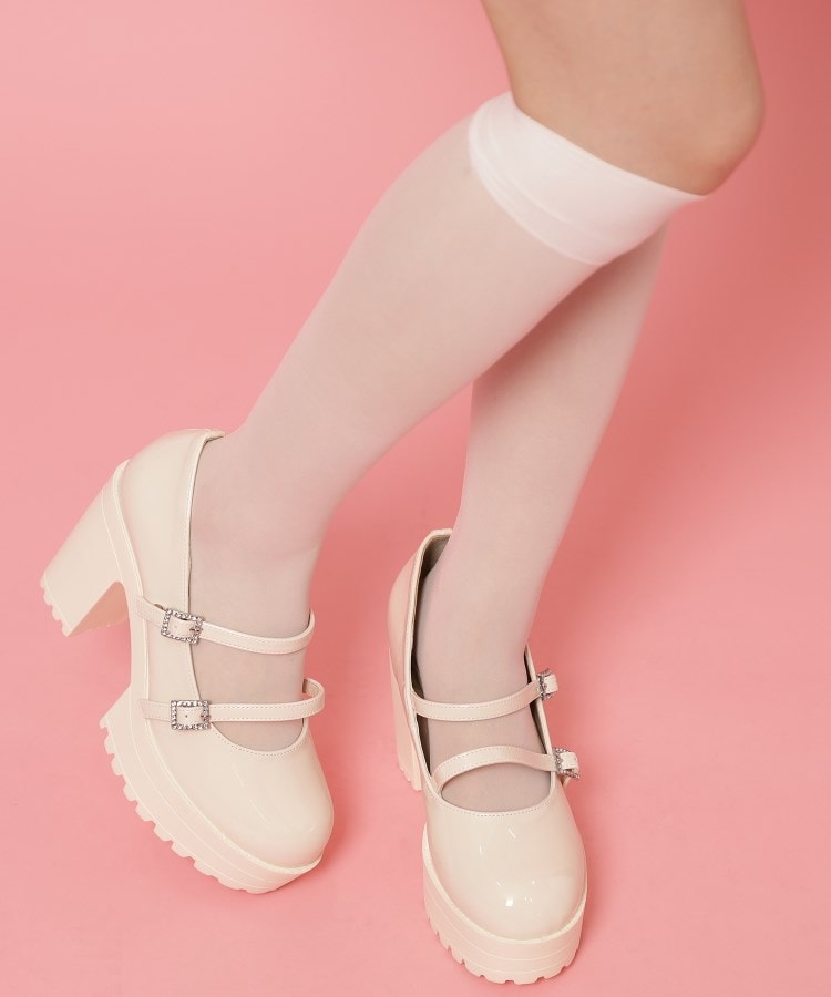 シーエス ティーアンドピー csT&P 厚底キラキラダブルストラップパンプス （アイボリー(204)） アイボリー(204)