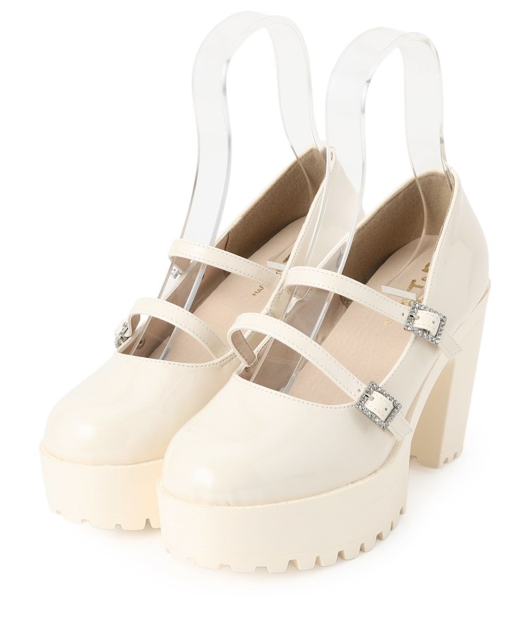 シーエス ティーアンドピー csT&P 厚底キラキラダブルストラップパンプス （アイボリー(204)） アイボリー(204)