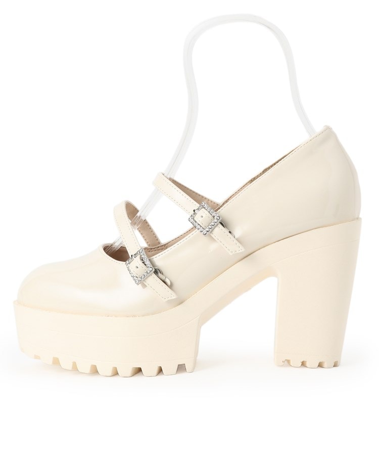 シーエス ティーアンドピー csT&P 厚底キラキラダブルストラップパンプス （アイボリー(204)） アイボリー(204)