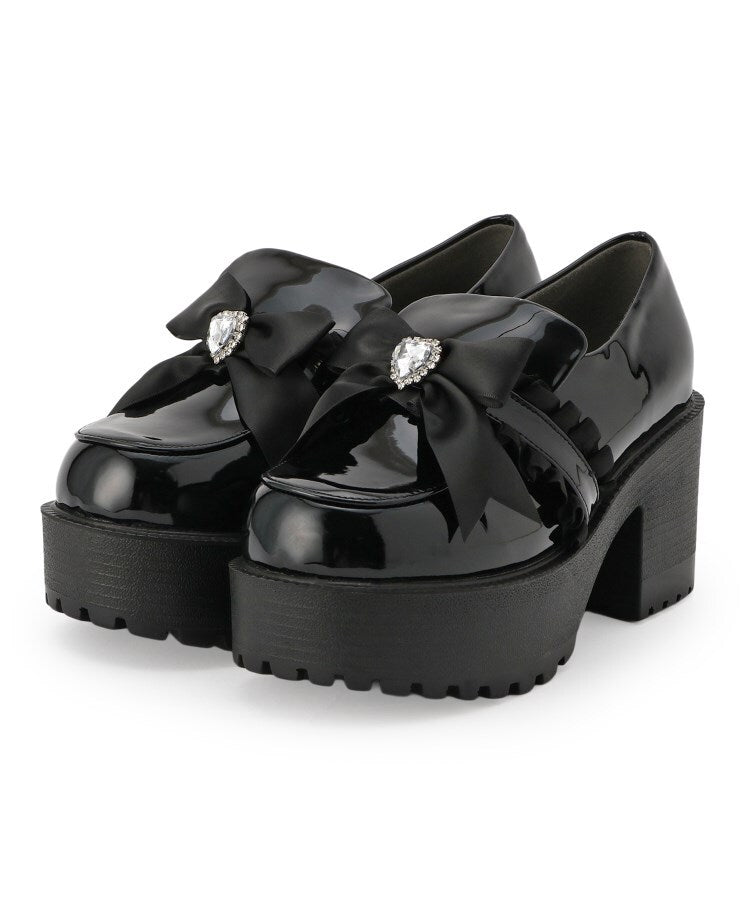シーエス ティーアンドピー csT&P リボン付厚底ローファーパンプス （ブラック(219)） ブラック(219)