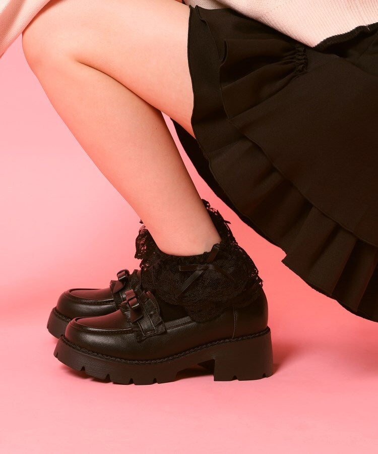 シーエス ティーアンドピー csT&P フリル付きリボンローファー （ブラック(019)） ブラック(019)