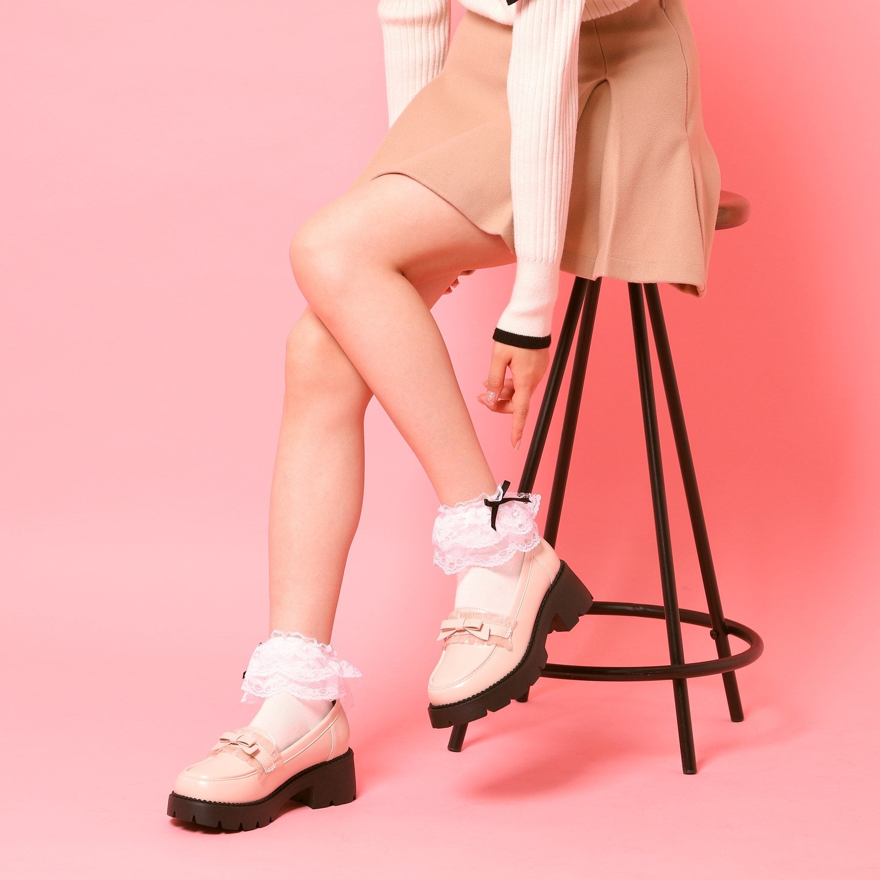 シーエス ティーアンドピー csT&P フリル付きリボンローファー （レッド(063)） レッド(063)