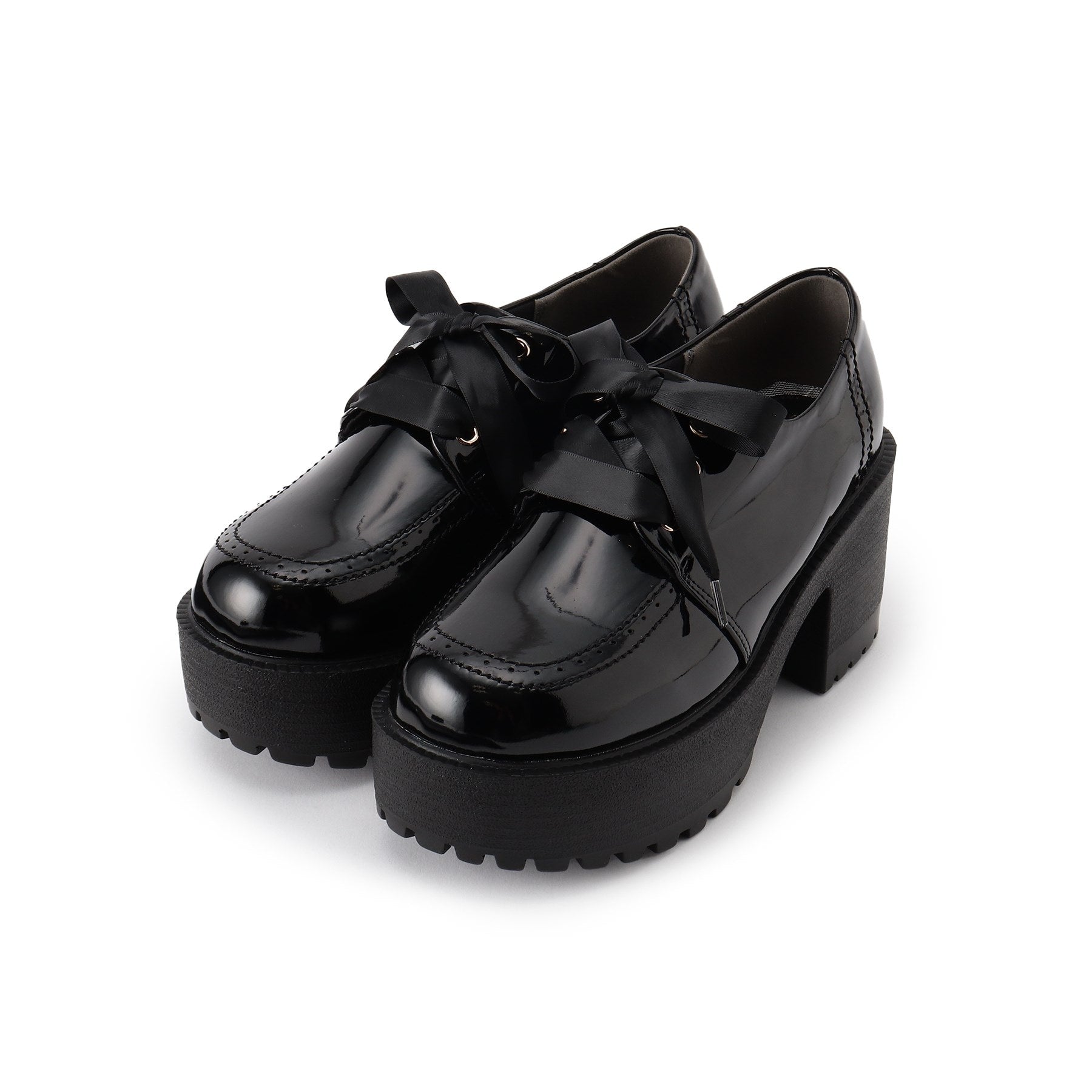 シーエス ティーアンドピー csT&P 厚底サテンリボンレースアップヒールシューズ （ブラック(919)） ブラック(919)