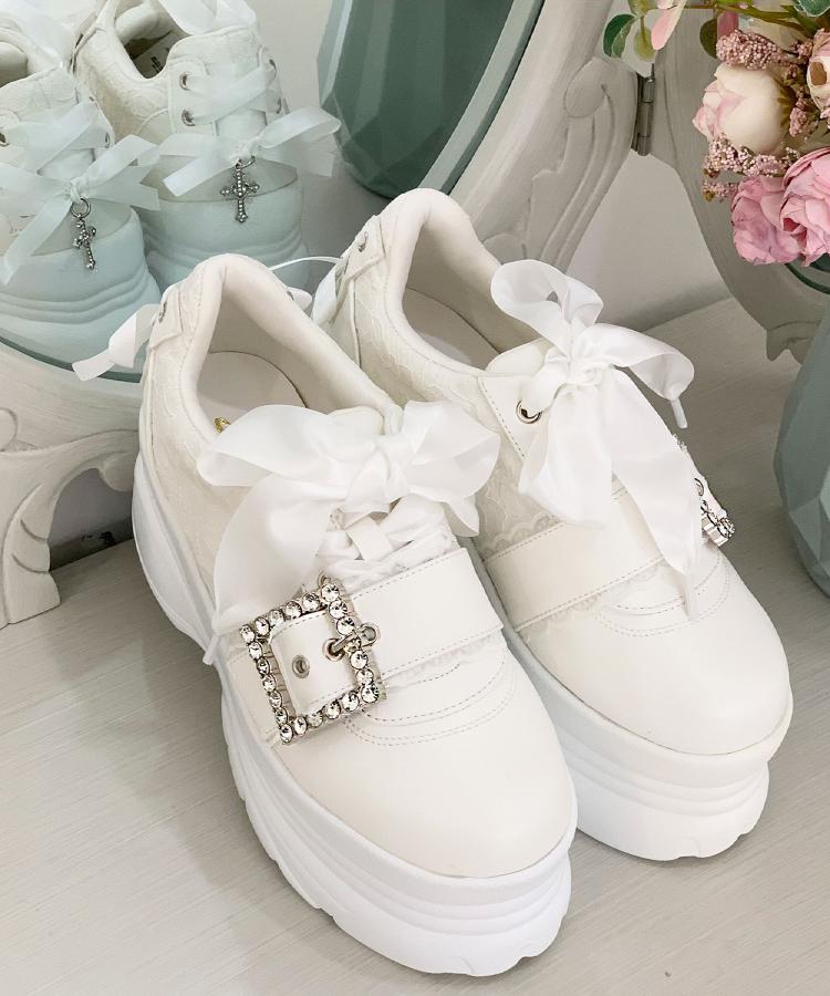 シーエス ティーアンドピー csT&P 夢見る厚底十字架キラキラスニーカー （ブルー(992)） ブルー(992)