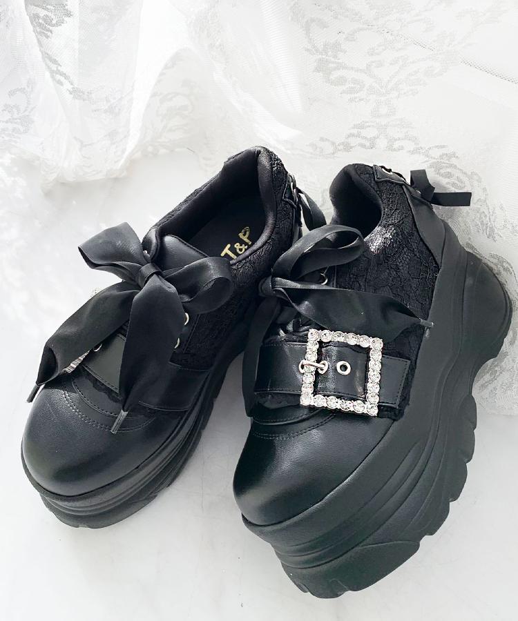 シーエス ティーアンドピー csT&P 夢見る厚底十字架キラキラスニーカー （ブルー(992)） ブルー(992)