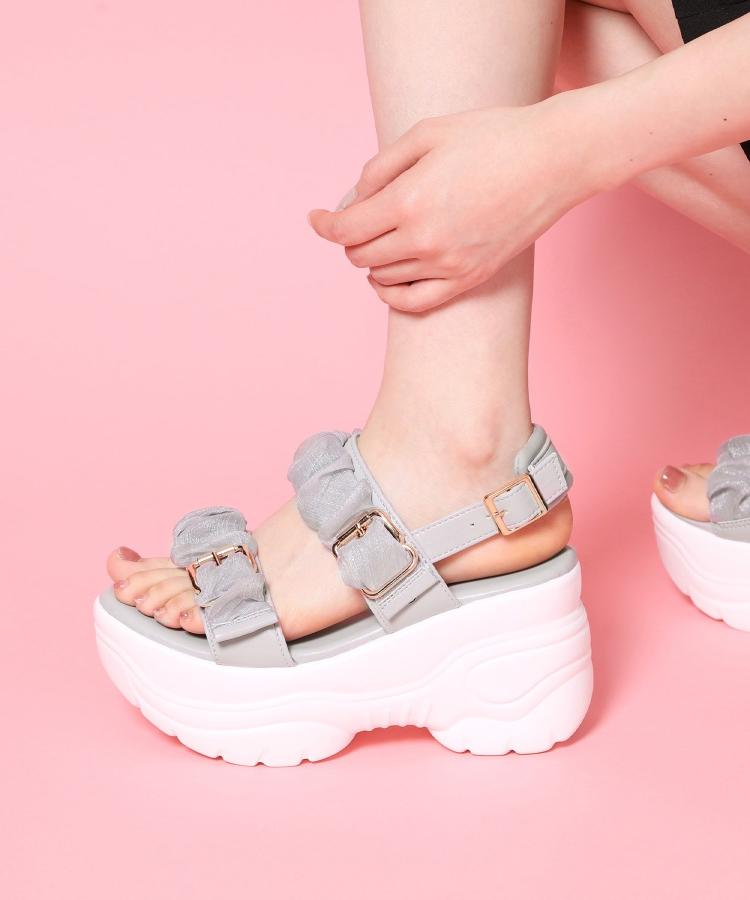 シーエス ティーアンドピー csT&P 厚底シアーギャザーベルトサンダル （ブラック(019)） ブラック(019)