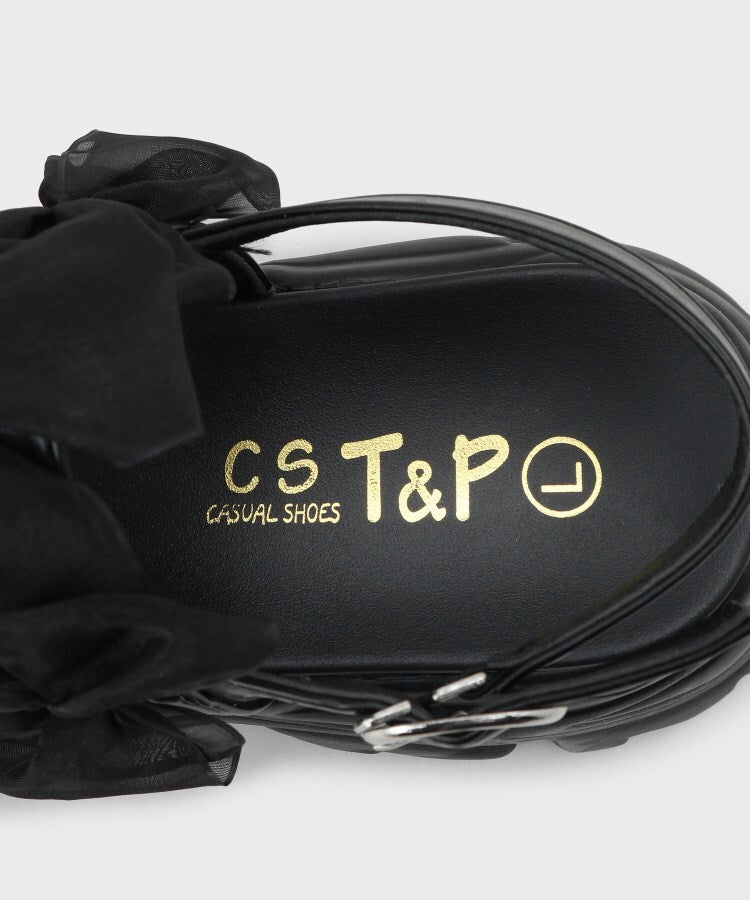 シーエス ティーアンドピー csT&P 厚底シアーリボン軽量サンダル （ブラック(019)） ブラック(019)