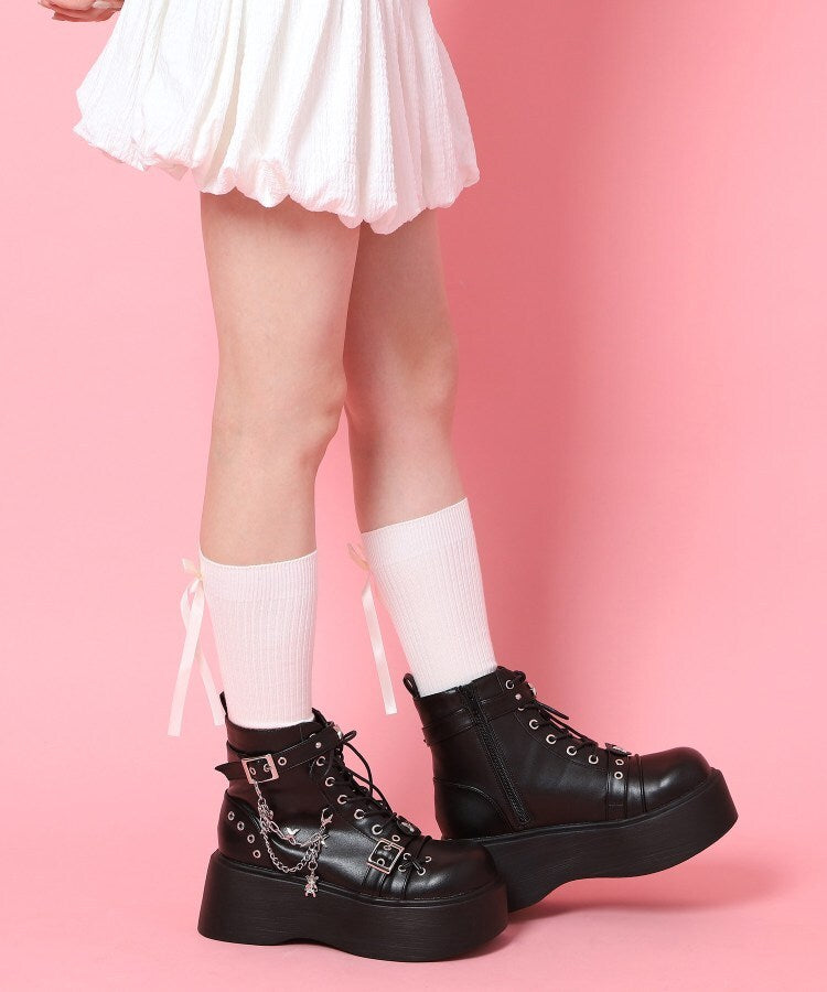 シーエス ティーアンドピー csT&P 厚底レースアップ地雷系闇病みかわブーツ （ブラック(219)） ブラック(219)