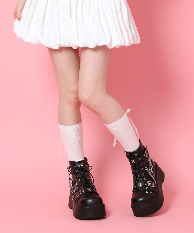 シーエス ティーアンドピー csT&P 厚底レースアップ地雷系闇病みかわブーツ （ブラック(219)） ブラック(219)
