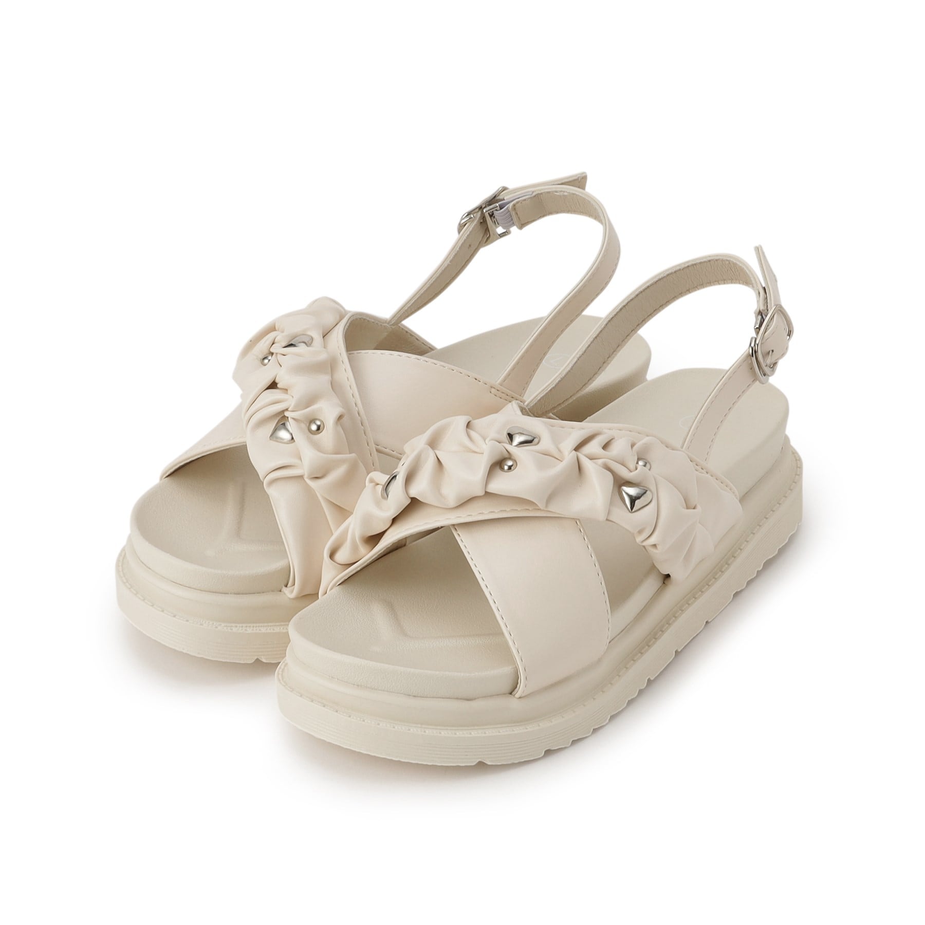 シーエス ティーアンドピー csT&P 厚底ハートスタッズスポサン,アイボリー(004)