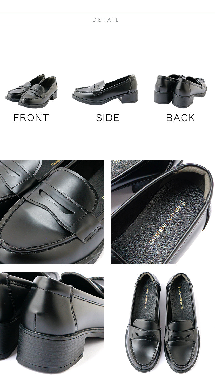 キャサリンコテージ Catherine Cottage かかとクッション入りヒールローファー （ブラック[BLK]） ブラック[BLK]