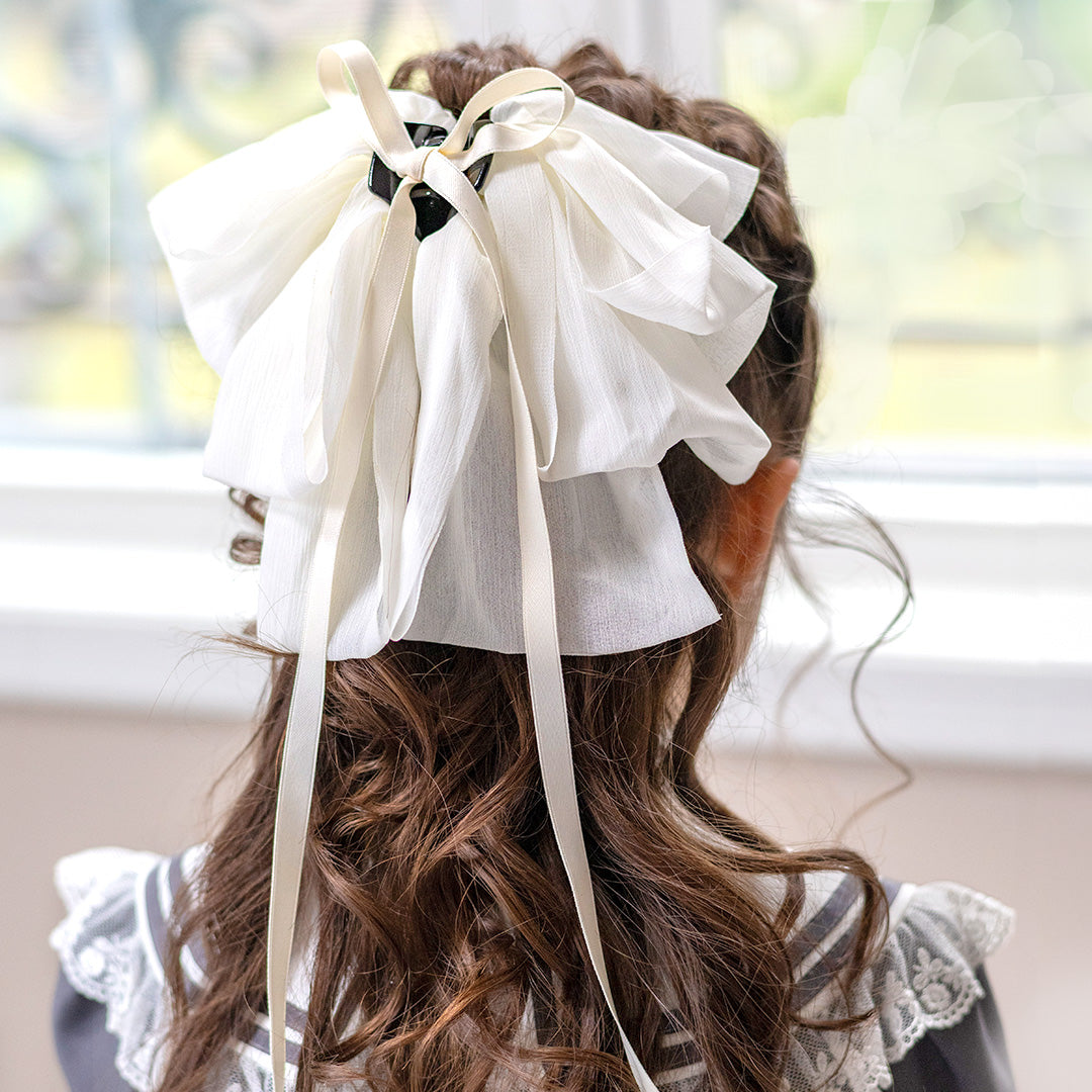 キャサリンコテージ Catherine Cottage ビッグシフォンリボンヘアクリップ （ホワイト[WHT]） ホワイト[WHT]