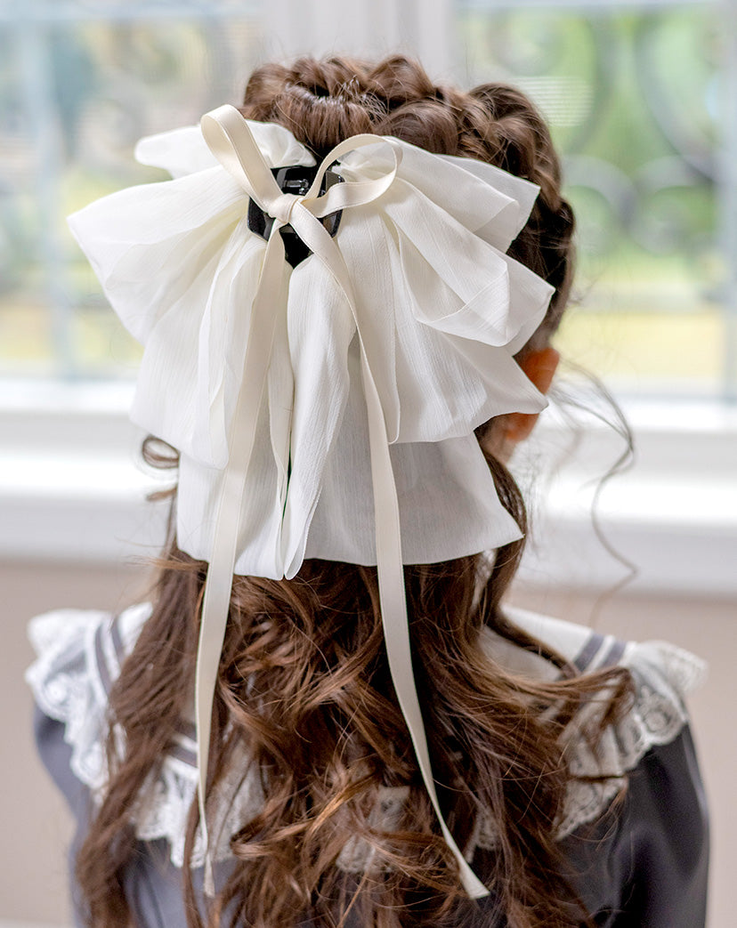 キャサリンコテージ Catherine Cottage ビッグシフォンリボンヘアクリップ （ホワイト[WHT]） ホワイト[WHT]