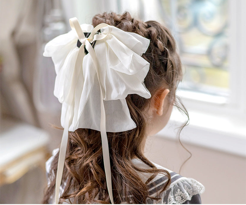キャサリンコテージ Catherine Cottage ビッグシフォンリボンヘアクリップ （ホワイト[WHT]） ホワイト[WHT]