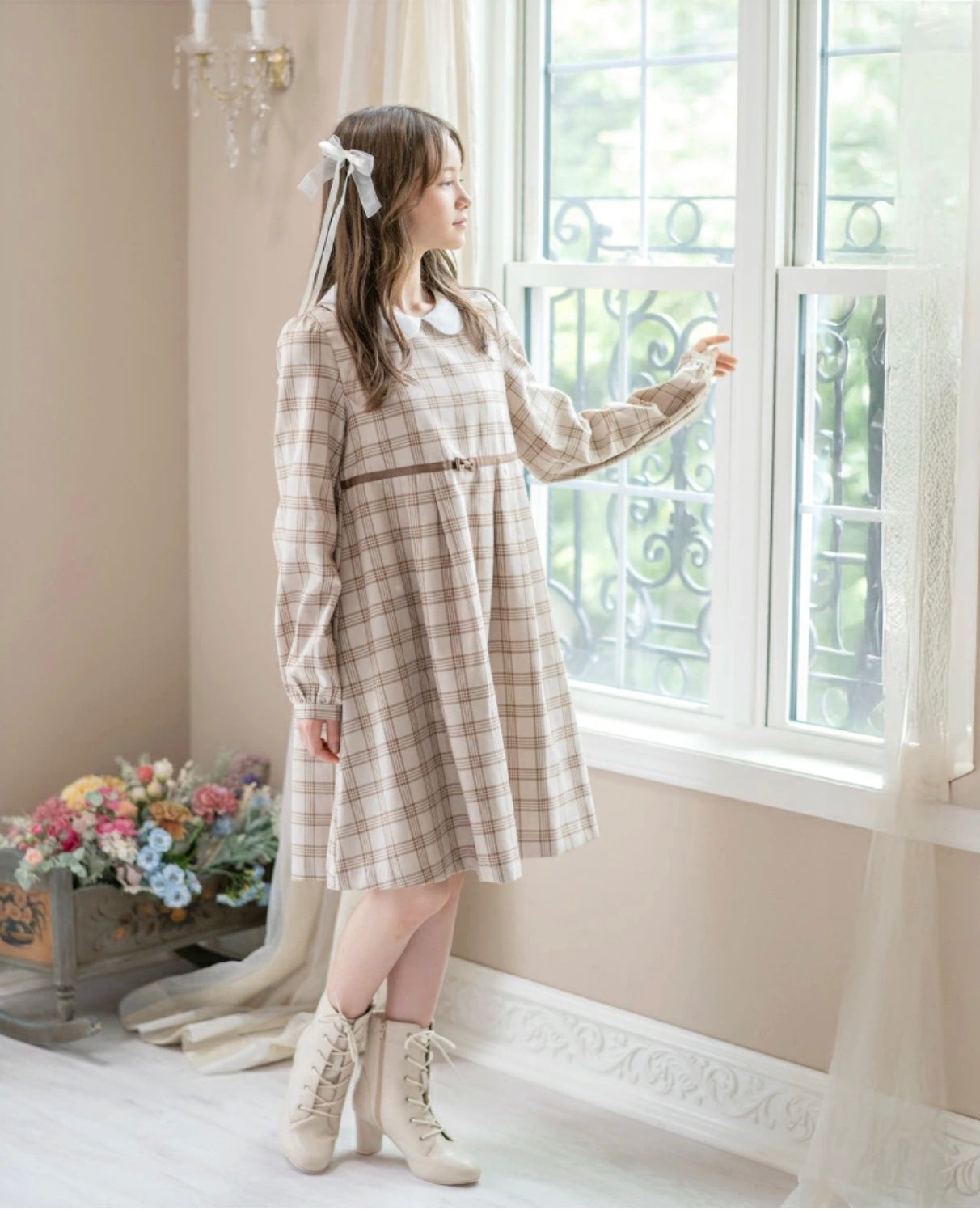 キャサリンコテージ Catherine Cottage 白襟チェック柄場合服連衣裙