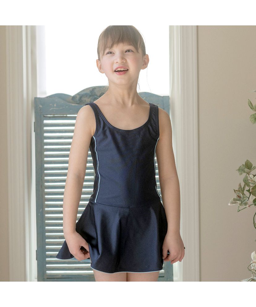 キャサリンコテージ Catherine Cottage ワンピース型スクール水着【返品不可商品】,両脇ライン・ブルー[BLU2]