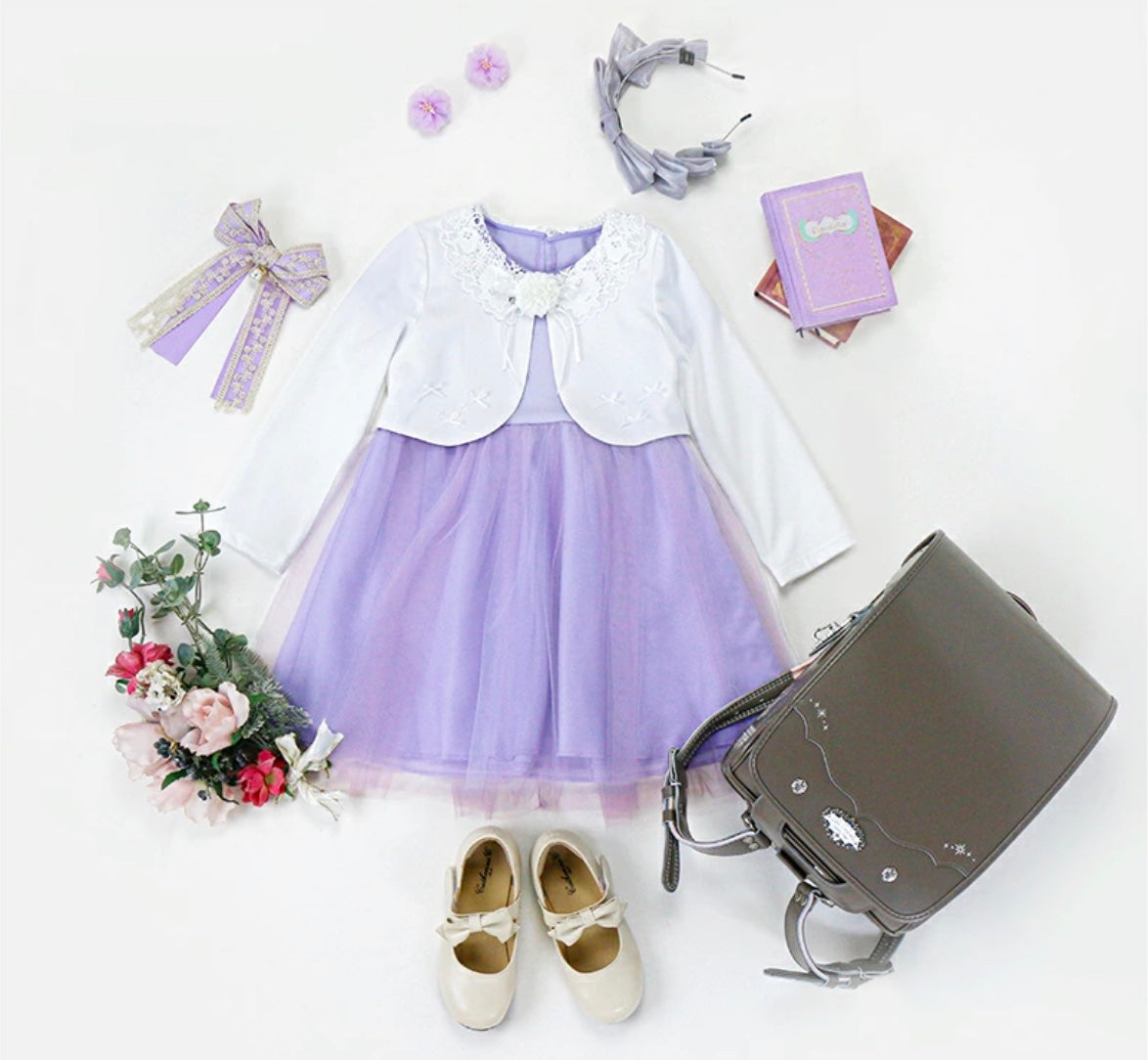 Catherine Cottage Lace Collar Tulle Skirt Dress Suit Set