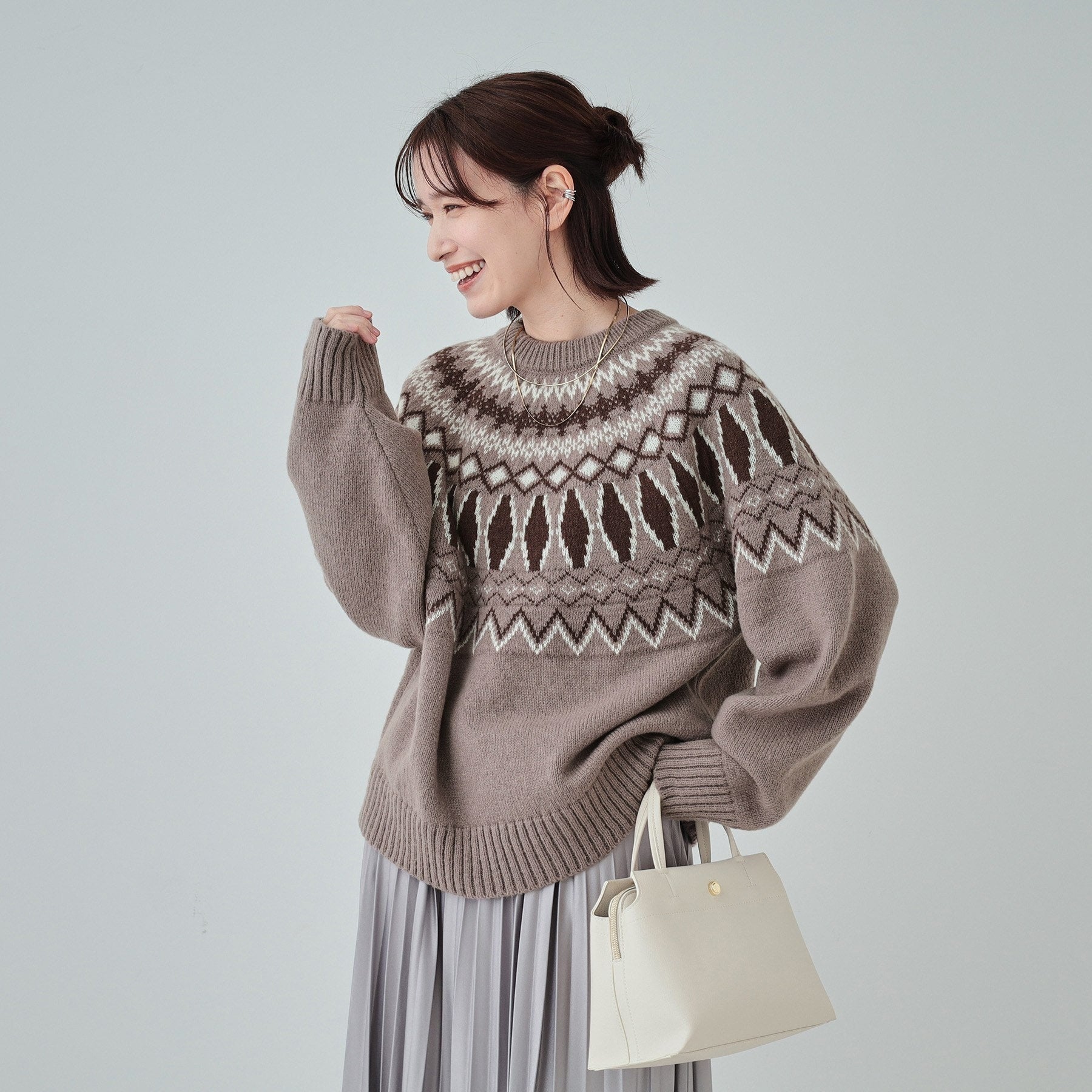 キューティーブロンド Cutie Blonde ノスタルジック求心柄ニット （グレー(412)） グレー(412)