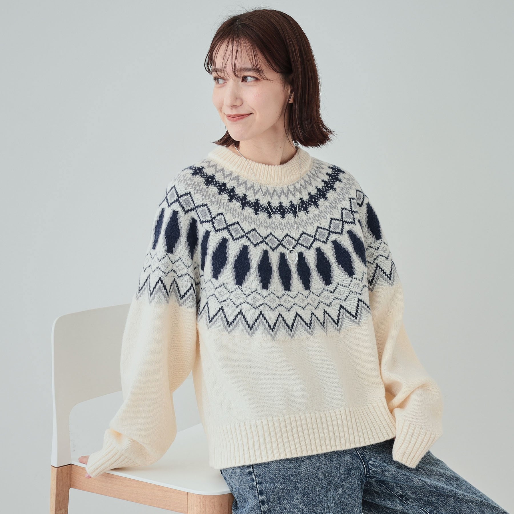 キューティーブロンド Cutie Blonde ノスタルジック求心柄ニット （グレー(412)） グレー(412)