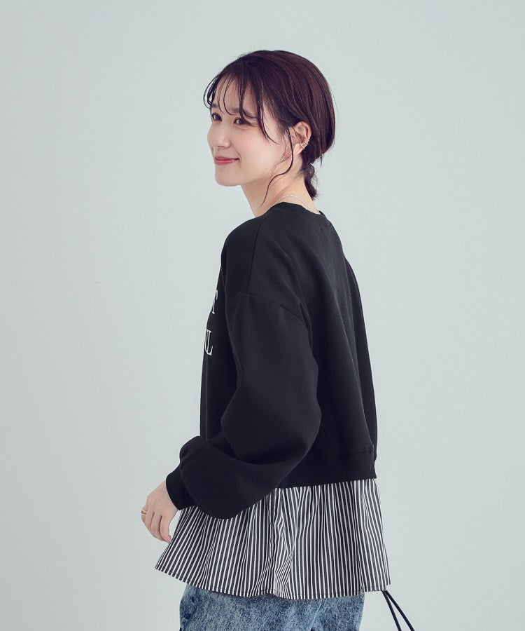 キューティーブロンド Cutie Blonde 【あったか】裾レイヤード風裏起毛スウェット （ブラック(019)） ブラック(019)