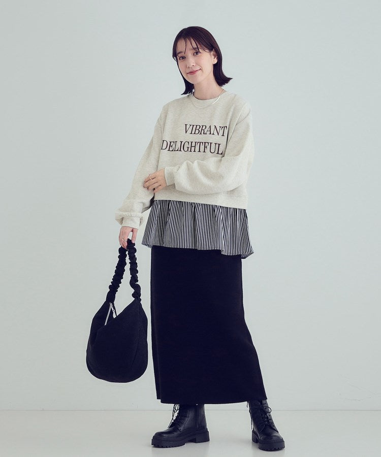 キューティーブロンド Cutie Blonde 【あったか】裾レイヤード風裏起毛スウェット （ブラック(019)） ブラック(019)