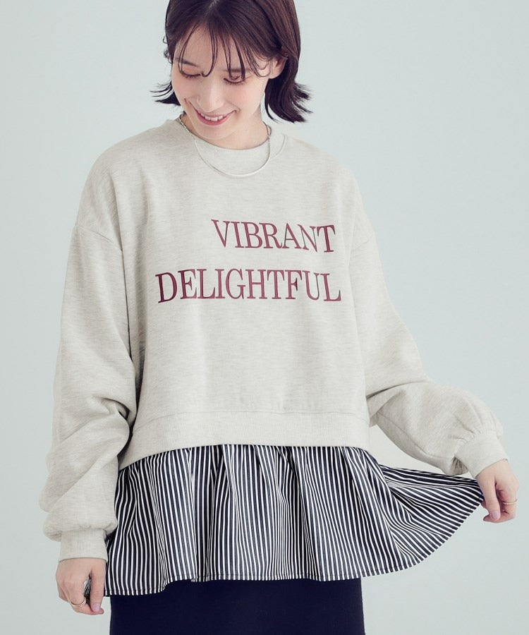 キューティーブロンド Cutie Blonde 【あったか】裾レイヤード風裏起毛スウェット （ライトグレー(011)） ライトグレー(011)