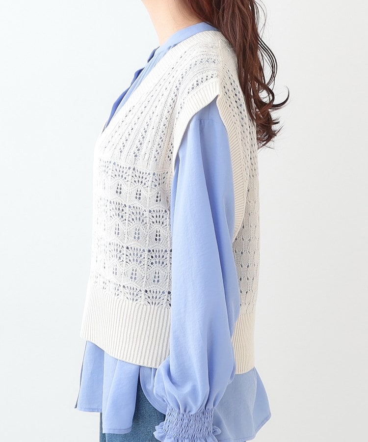 キューティーブロンド Cutie Blonde パッチワーク風 編み地切替えニットベスト （チャコールグレー(014)） チャコールグレー(014)