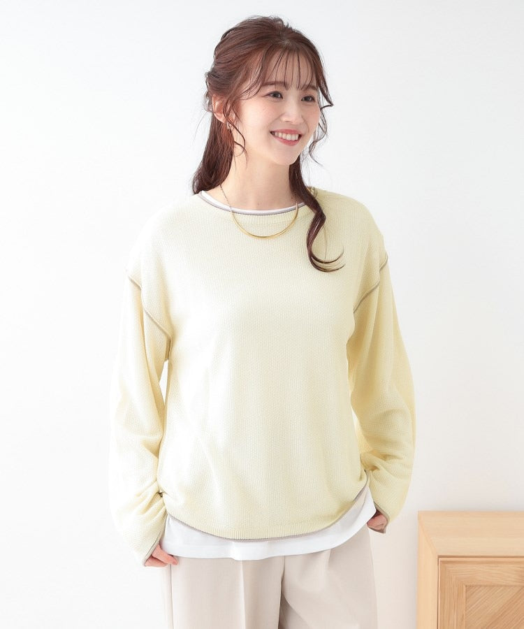 キューティーブロンド Cutie Blonde 【2枚セット】光沢カノコ編み配色ニット×ロンTセット （オフホワイト(503)） オフホワイト(503)