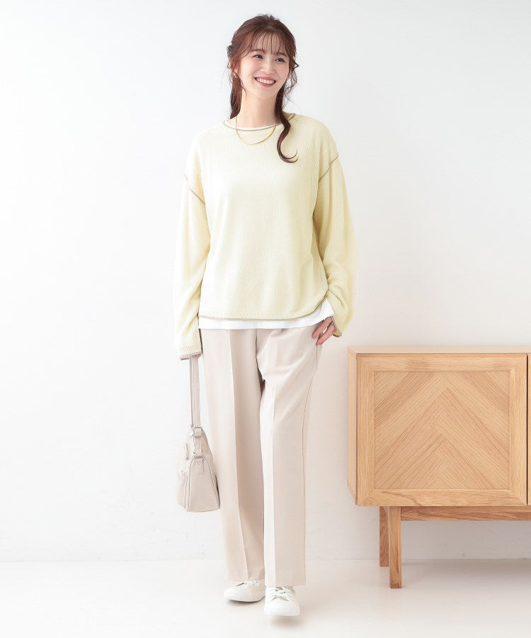 キューティーブロンド Cutie Blonde 【2枚セット】光沢カノコ編み配色ニット×ロンTセット （オフホワイト(503)） オフホワイト(503)