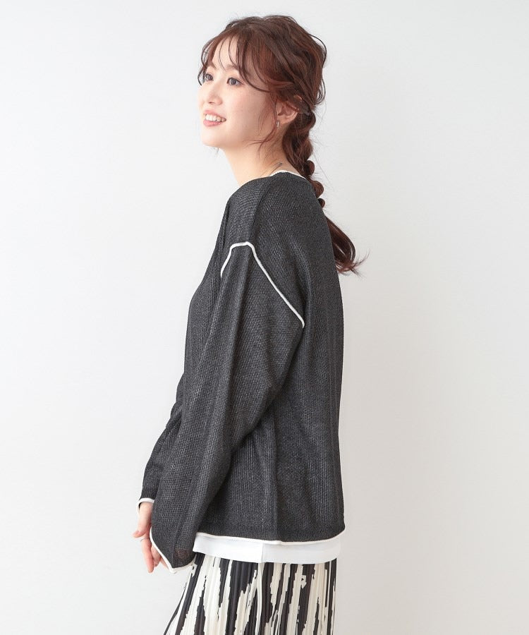 キューティーブロンド Cutie Blonde 【2枚セット】光沢カノコ編み配色ニット×ロンTセット （オフホワイト(503)） オフホワイト(503)