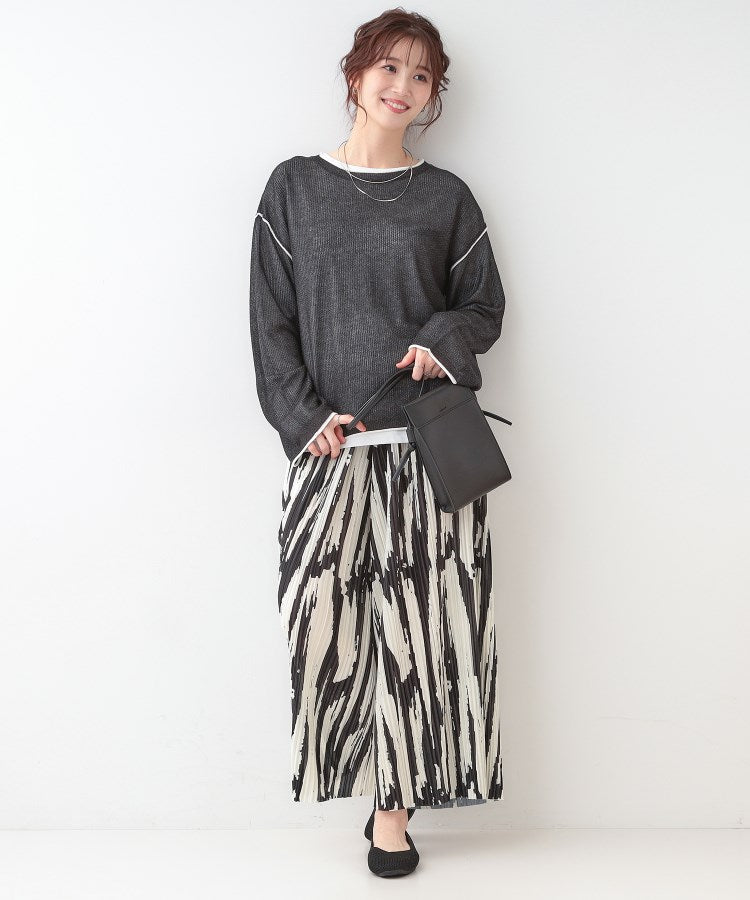 キューティーブロンド Cutie Blonde 【2枚セット】光沢カノコ編み配色ニット×ロンTセット （オフホワイト(503)） オフホワイト(503)