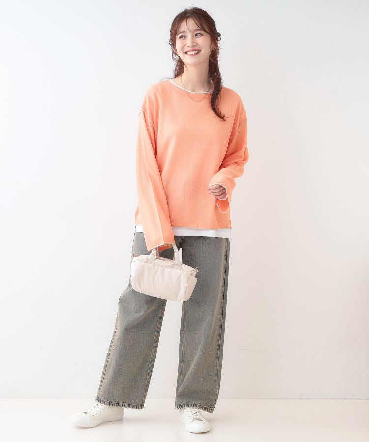 キューティーブロンド Cutie Blonde 【2枚セット】光沢カノコ編み配色ニット×ロンTセット （オフホワイト(503)） オフホワイト(503)