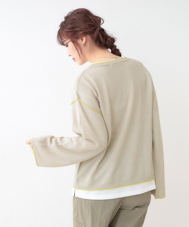 キューティーブロンド Cutie Blonde 【2枚セット】光沢カノコ編み配色ニット×ロンTセット （オフホワイト(503)） オフホワイト(503)