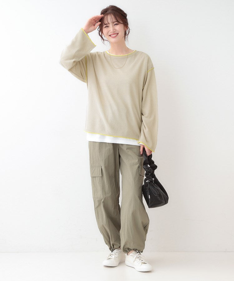 キューティーブロンド Cutie Blonde 【2枚セット】光沢カノコ編み配色ニット×ロンTセット （オフホワイト(503)） オフホワイト(503)