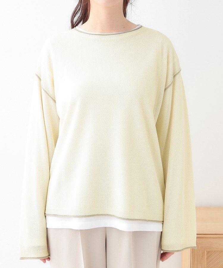 キューティーブロンド Cutie Blonde 【2枚セット】光沢カノコ編み配色ニット×ロンTセット （オフホワイト(503)） オフホワイト(503)