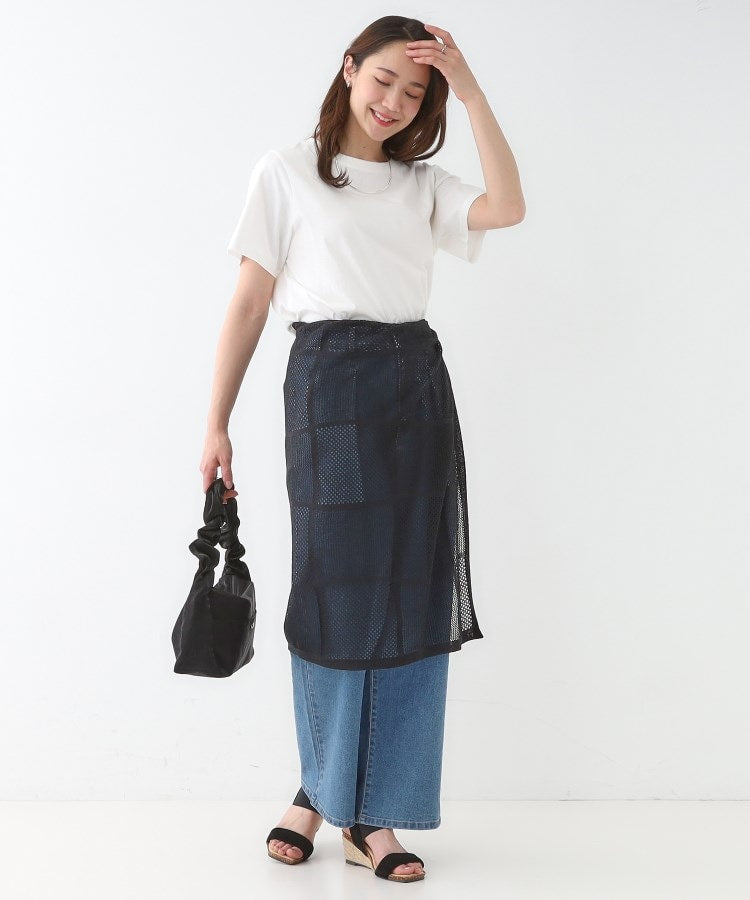 キューティーブロンド Cutie Blonde パッチワーク風ニット 巻きスカート （ブラック(019)） ブラック(019)