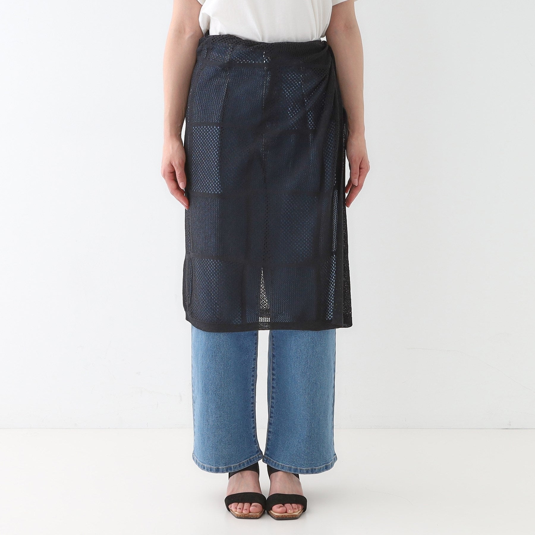 キューティーブロンド Cutie Blonde パッチワーク風ニット 巻きスカート （ブラック(019)） ブラック(019)