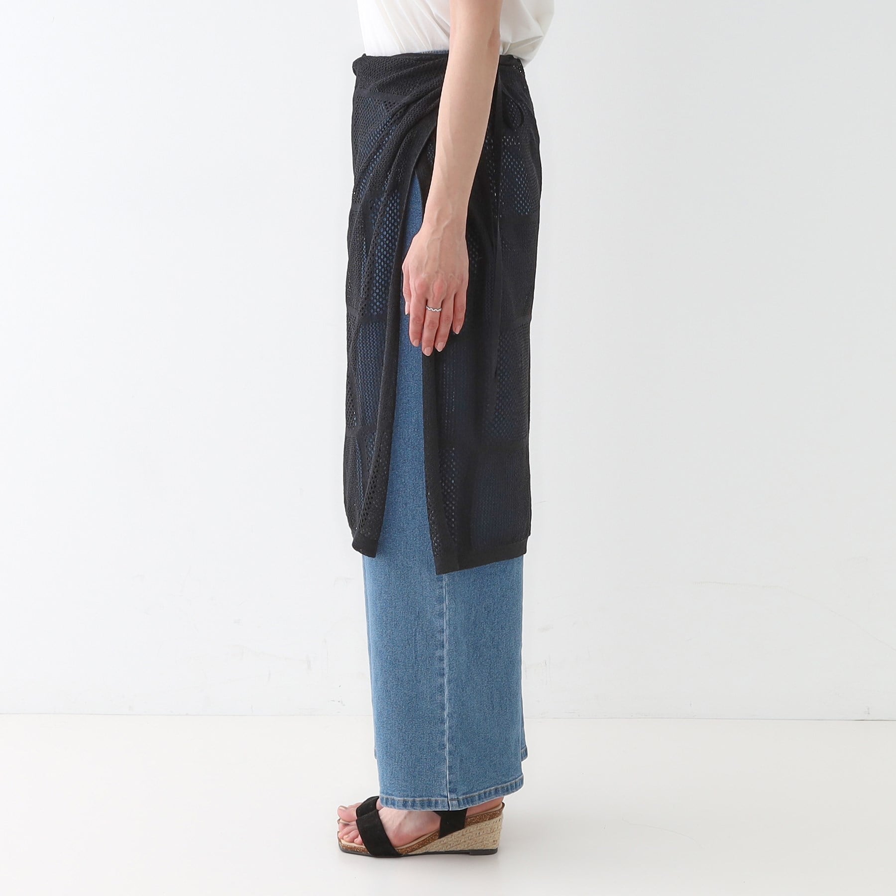 キューティーブロンド Cutie Blonde パッチワーク風ニット 巻きスカート （ブラック(019)） ブラック(019)