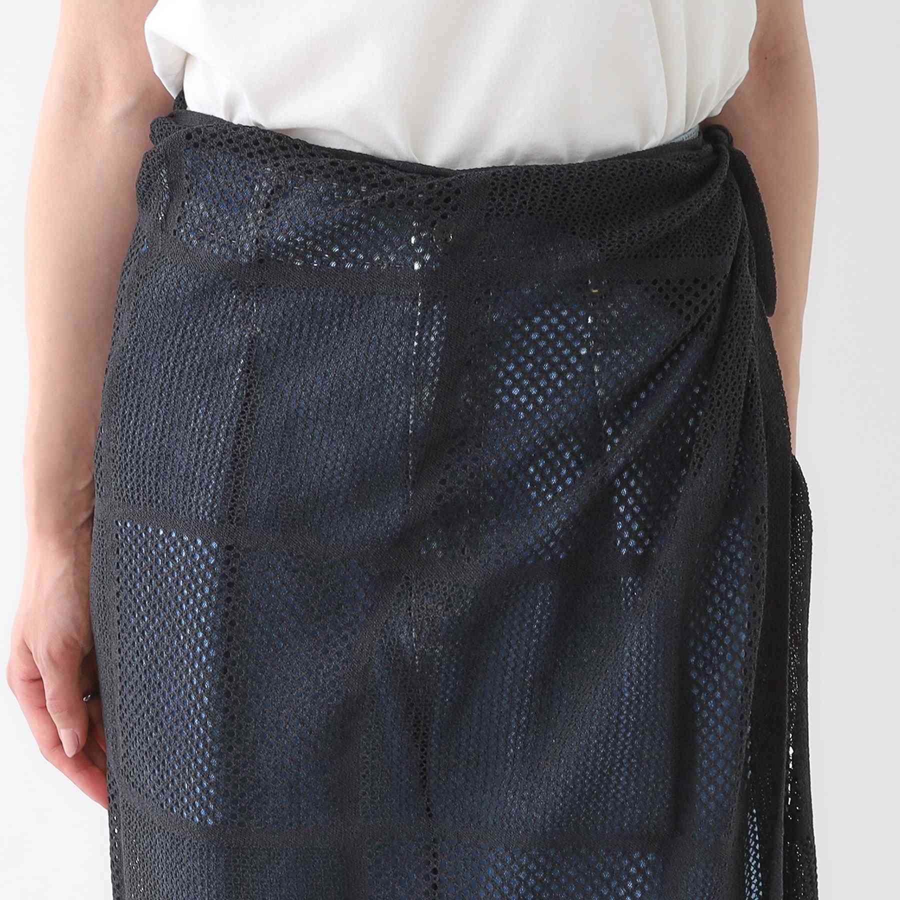 キューティーブロンド Cutie Blonde パッチワーク風ニット 巻きスカート （ブラック(019)） ブラック(019)