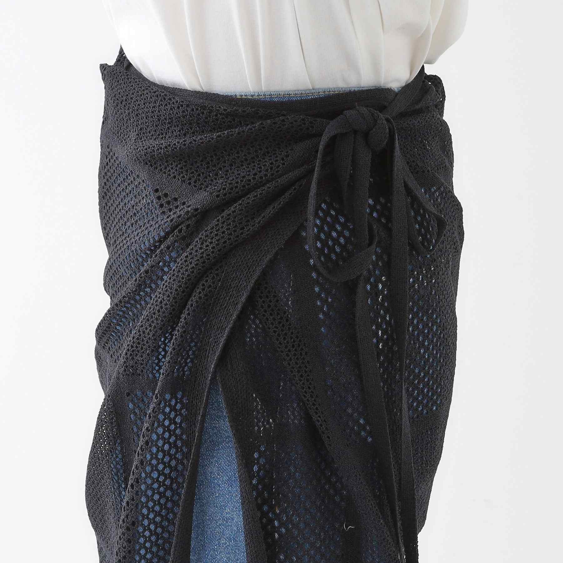 キューティーブロンド Cutie Blonde パッチワーク風ニット 巻きスカート （ブラック(019)） ブラック(019)