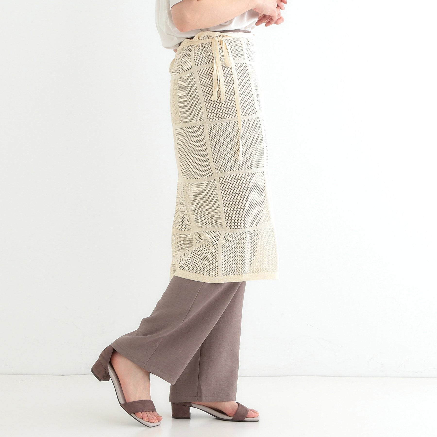 キューティーブロンド Cutie Blonde パッチワーク風ニット 巻きスカート （ブラック(019)） ブラック(019)