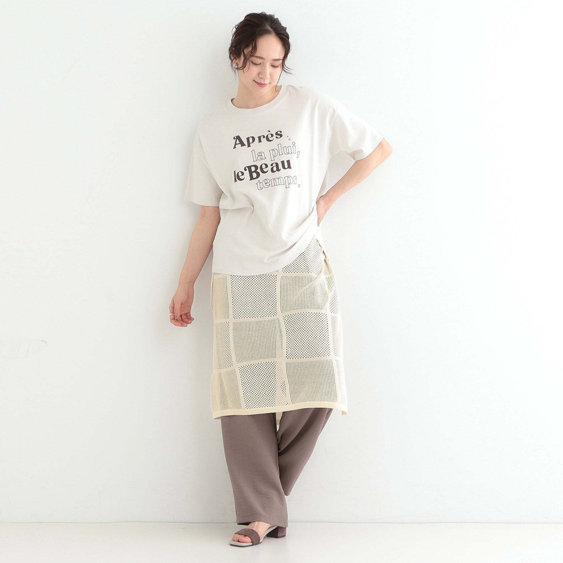 キューティーブロンド Cutie Blonde パッチワーク風ニット 巻きスカート （ブラック(019)） ブラック(019)