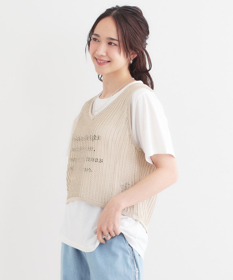 キューティーブロンド Cutie Blonde 【2点セット】メッシュニットベスト×ロゴTシャツセット （チャコールグレー(014)） チャコールグレー(014)