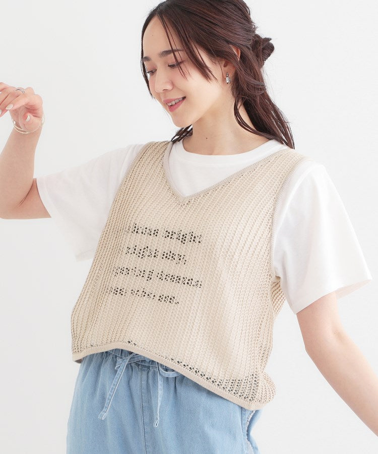 キューティーブロンド Cutie Blonde 【2点セット】メッシュニットベスト×ロゴTシャツセット （チャコールグレー(014)） チャコールグレー(014)