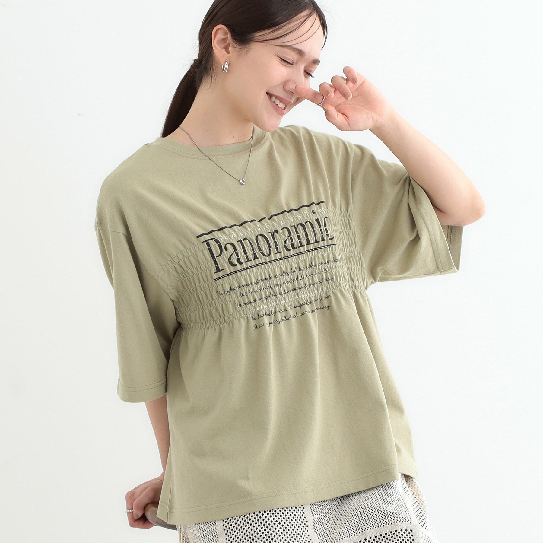 キューティーブロンド Cutie Blonde 胸シャーリング ロゴTシャツ （オリーブグリーン(026)） オリーブグリーン(026)