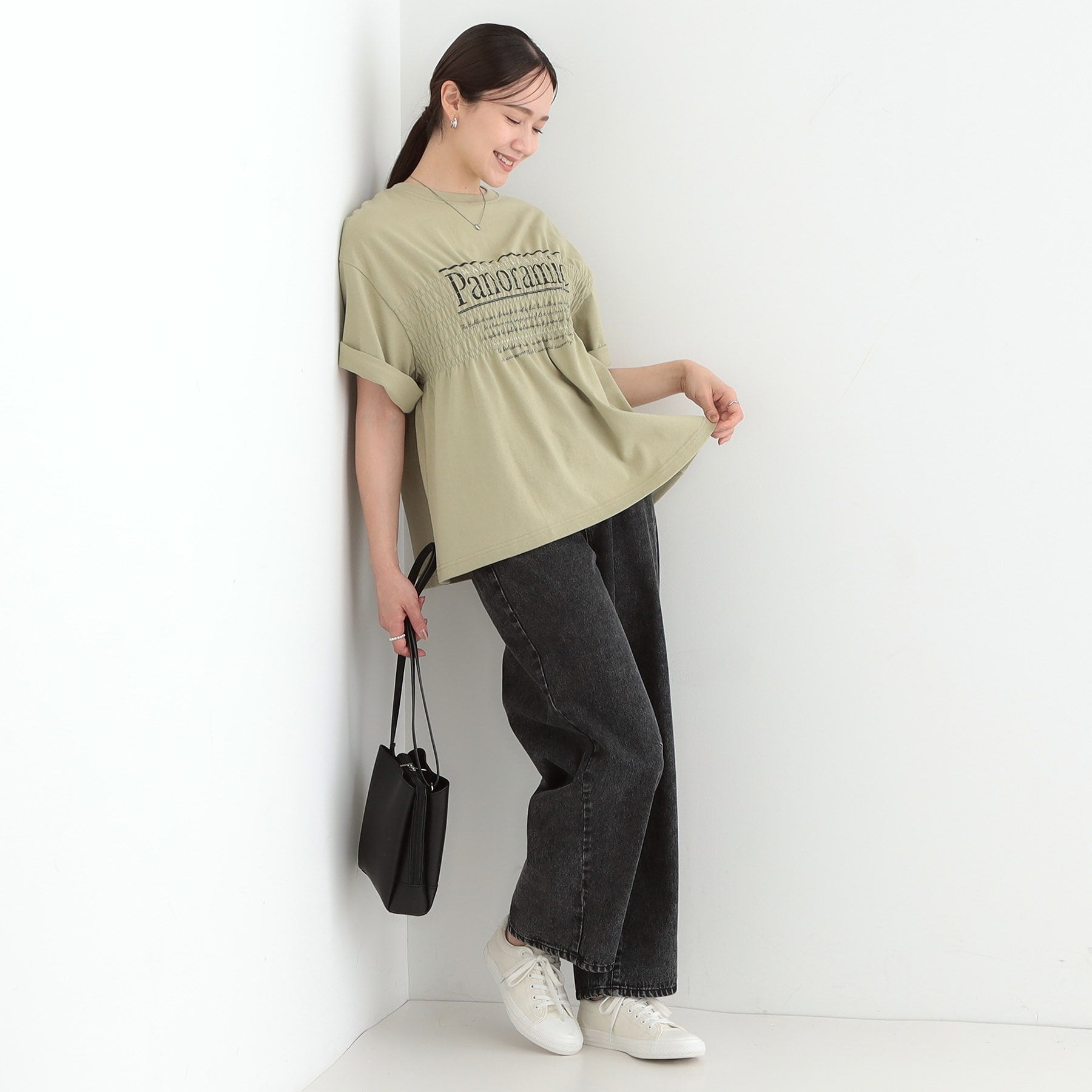 キューティーブロンド Cutie Blonde 胸シャーリング ロゴTシャツ （オリーブグリーン(026)） オリーブグリーン(026)