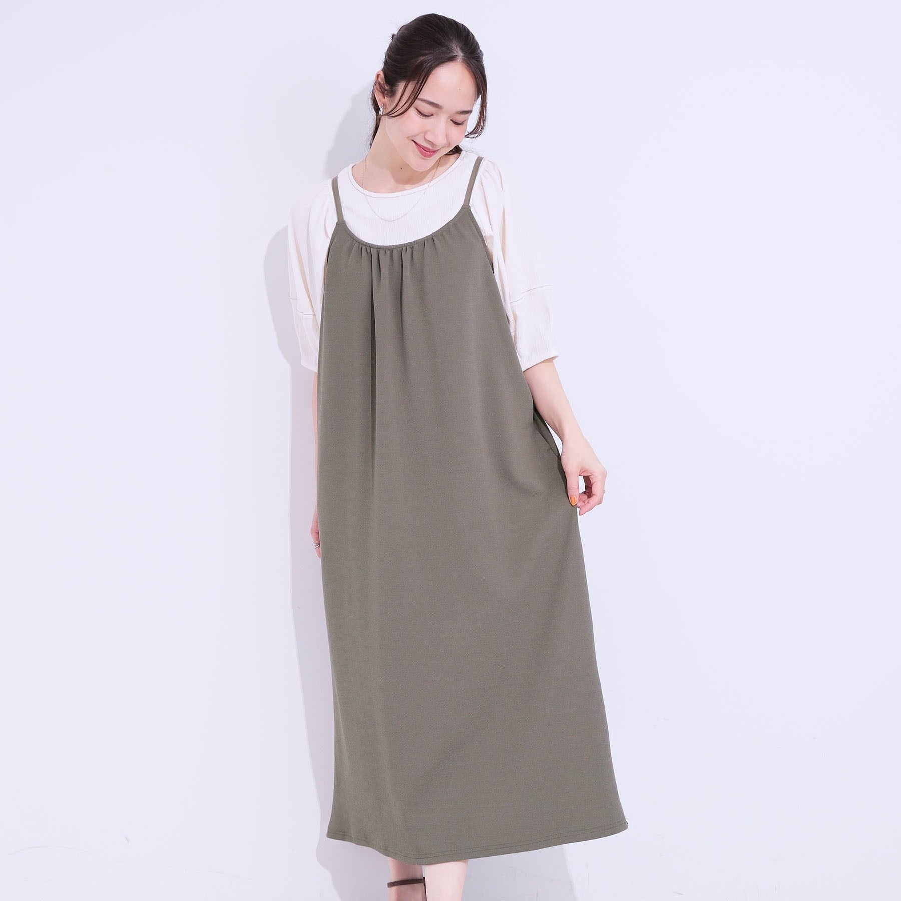 キューティーブロンド Cutie Blonde ぽこぽこギャザーキャミワンピース （トープ(054)） トープ(054)