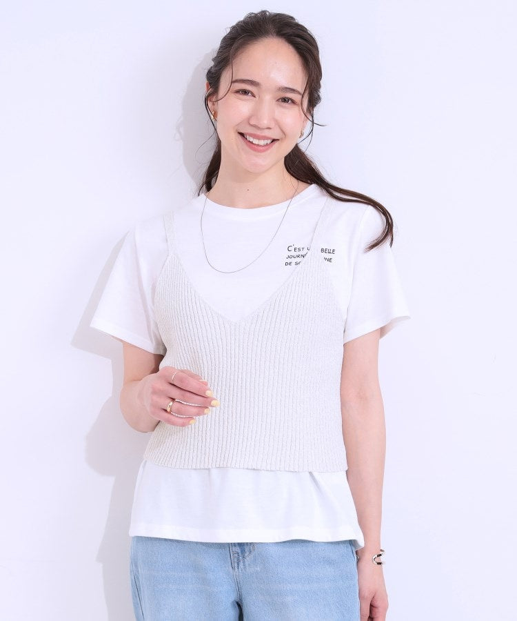 キューティーブロンド Cutie Blonde 【2点セット】ラメニットキャミ＆ロゴTシャツ （ホワイト(001)） ホワイト(001)