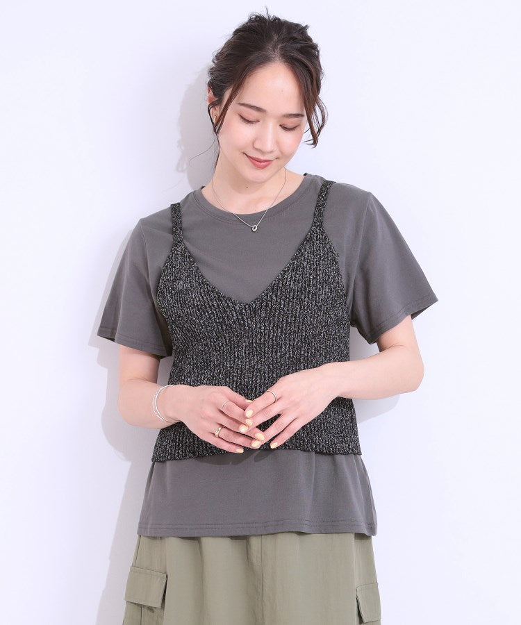 キューティーブロンド Cutie Blonde 【2点セット】ラメニットキャミ＆ロゴTシャツ （ホワイト(001)） ホワイト(001)